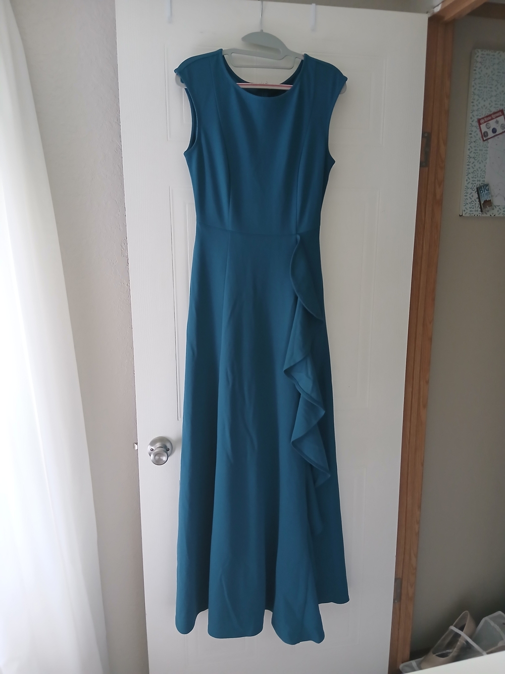Sleeveless Teal Ruffle Maxi Dress - Women